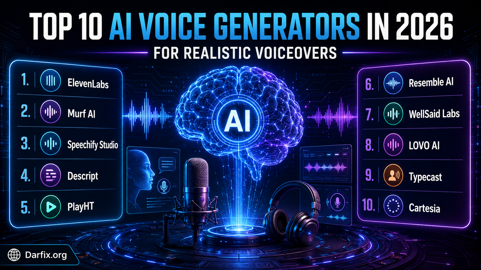 Top 10 AI Voice Generators in 2026 for Realistic Voiceovers