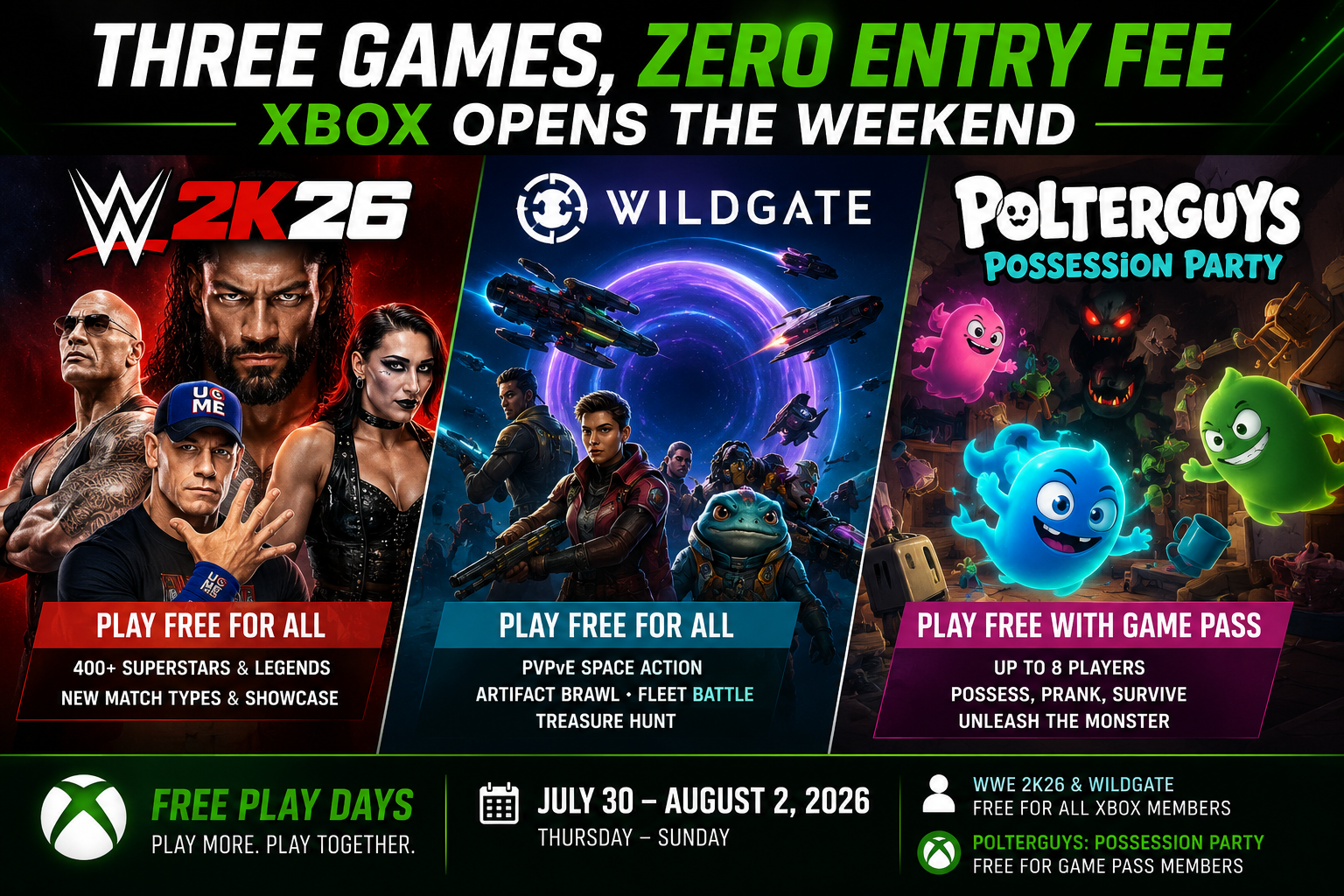 Three Games, Zero Entry Fee: Xbox Opens the Weekend