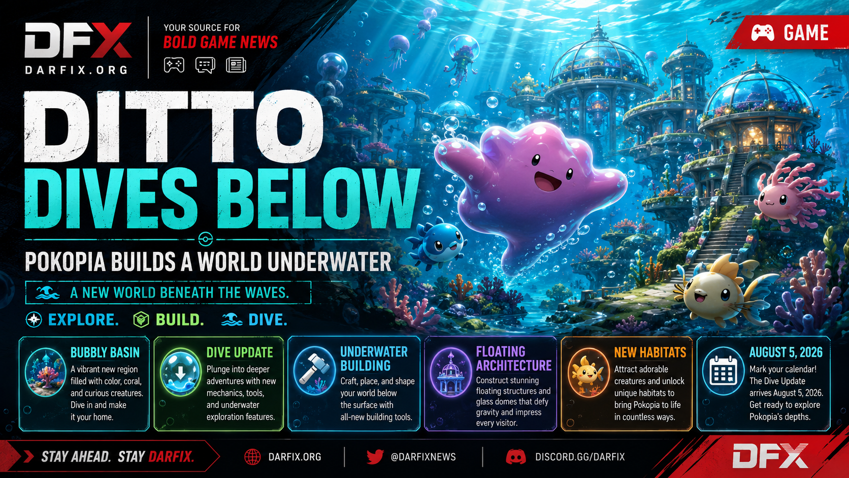 Ditto Dives Below: Pokopia Builds a World Underwater