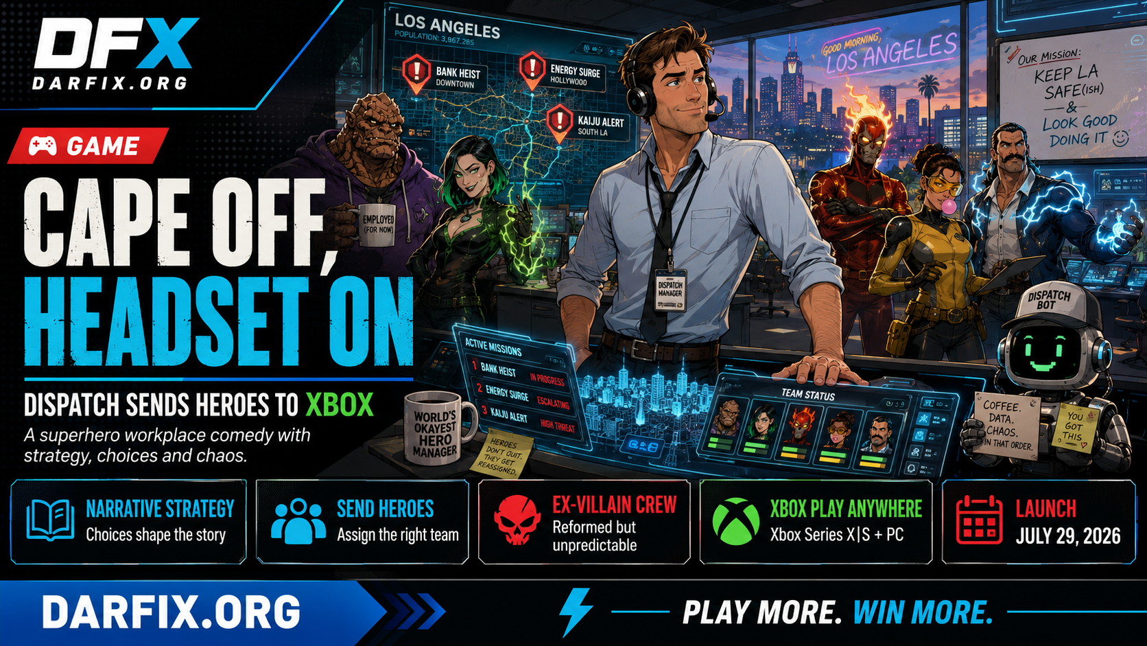 Cape Off, Headset On: Dispatch Sends Heroes to Xbox